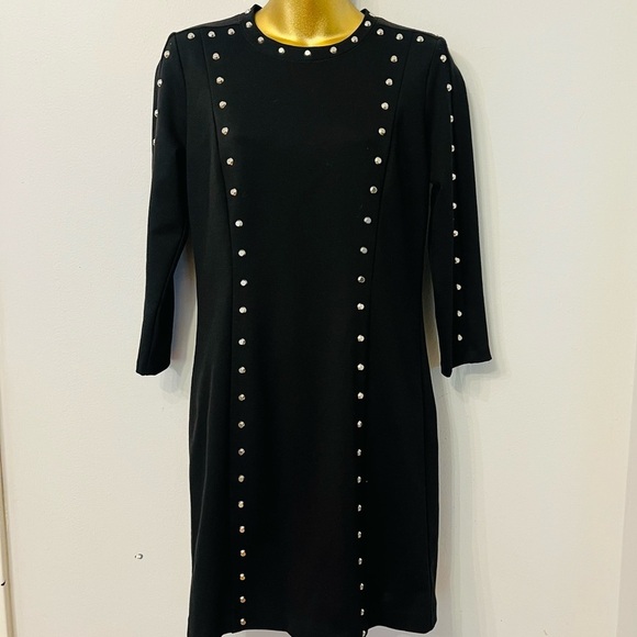 Michael Kors Black Studded Sheath Dress Size 6 Cocktail Party Work - Picture 3 of 6